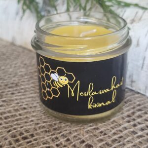 Mesilasavahast käsitsi valmistatud purgiküünal