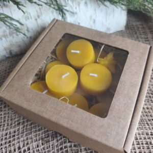 Mesilasvahast teeküünlad kinkekarbis 12 tk